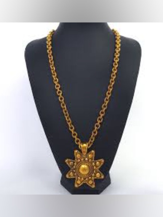 CHANEL Jewelry - Chanel Vintage CC Star Pendant Long Necklace Metal XL Gold
